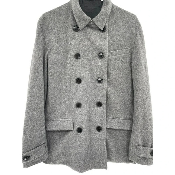 Dior Homme Men's Reversible Wool Blend Doublebreasted Gray Jacket Size 48